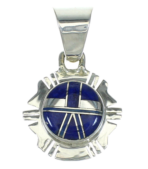 Lapis Inlay And Sterling Silver Southwest Pendant YX67429